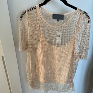Anthropologie Mesh Sparkle Top size medium NWT